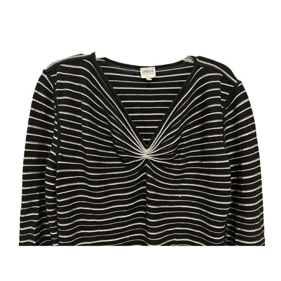 Armani Collezioni Top Sweater Black Silver Size Large - Picture 2 of 11